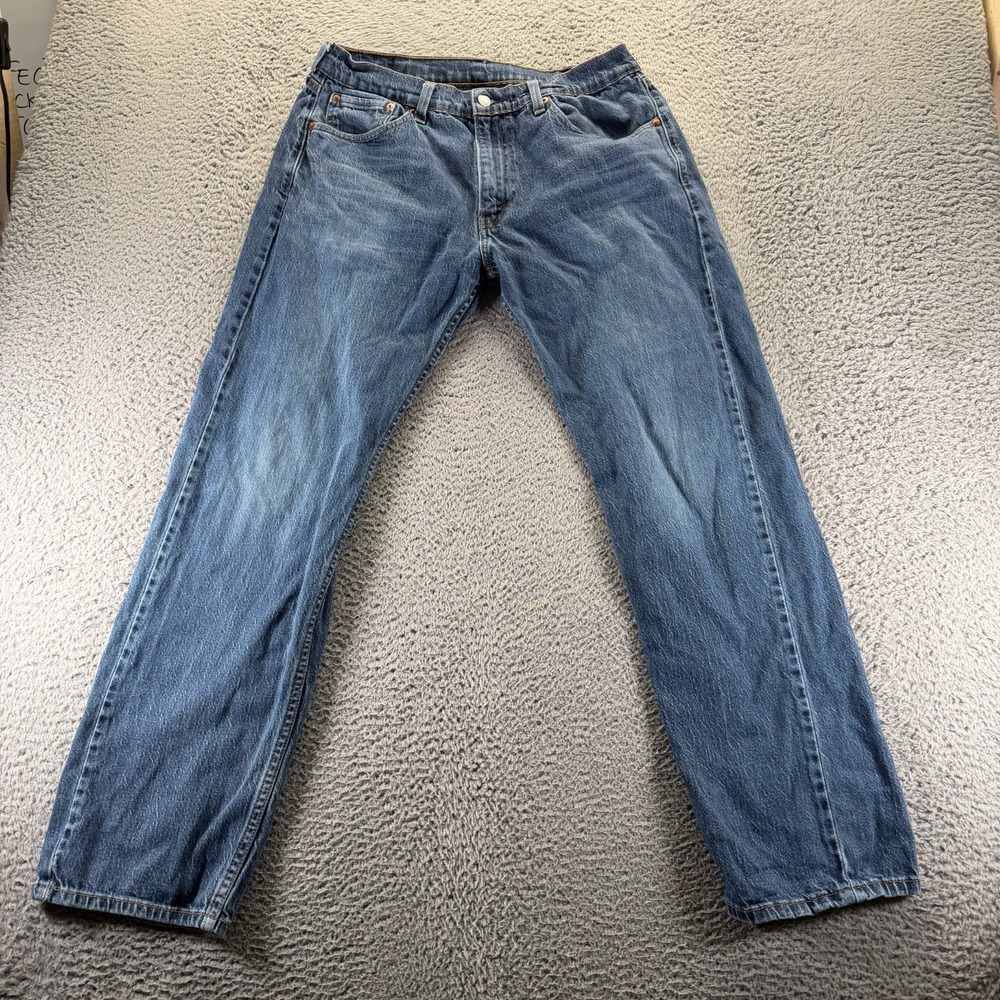Levi's 505 Jeans Mens‎ 33x34 Blue Cotton Denim Straight Workwear Faded Stretch